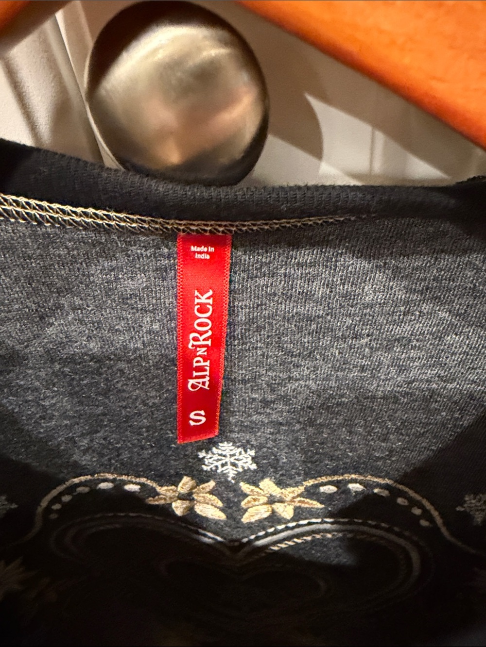 Alp N Rock Black Long-Sleeve Tee with Gold & White Embroidery - Picture 2 of 6